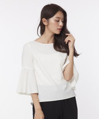 【SALE（三越）】＜ローズティアラL＞ 大きいサイズ 【WEB限定カラー有】フレアベルスリーブダブルクロスブラウス シロ 【三越・伊勢丹/公式】