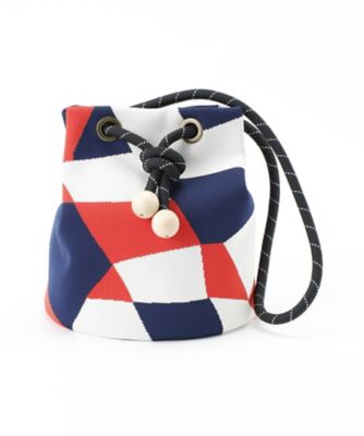 ＜ナンバートゥエンティワン/Number Twenty-One＞ ブロック柄コラムトートバック(TR71BG058) レッド 【三越・伊勢丹/公式】