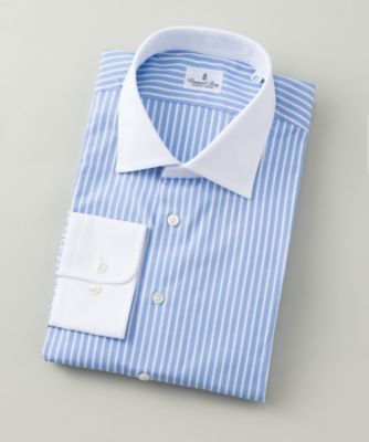 【SALE（伊勢丹）】＜エマニュエル・バーグ＞ 【紳士大きいサイズ】長袖ドレスシャツ(MTM1369+MTM1527) サックスxホワイト 【三越・伊勢丹/公式】