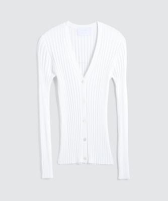 【SALE（三越）】＜BPQC/ビーピーキューシー＞ ワイドリブ Vネックカーディガン(BP71FWA020) ホワイト 【三越・伊勢丹/公式】