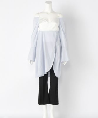 【SALE（三越）】＜LUGHA/ルーガ＞ キャミ風ブラウス(1701-H-07) サックスストライプ 【三越・伊勢丹/公式】