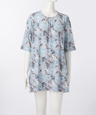 【SALE（伊勢丹）】 大きいサイズ &starf;<ル・ラージュ>ギャザー五分袖カットソー(7S-DRG-5-301)(クローバー) アオ 【三越・伊勢丹/公式】