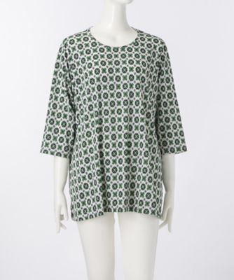 【SALE（伊勢丹）】 大きいサイズ &starf;<ル・ラージュ>丸首七分袖カットソー(7S-DRM-7-102)(クローバー) ミドリ 【三越・伊勢丹/公式】