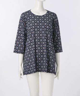 【SALE（伊勢丹）】 大きいサイズ &starf;<ル・ラージュ>丸首七分袖カットソー(7S-DRM-7-102)(クローバー) ネイビーブルー 【三越・伊勢丹/公式】