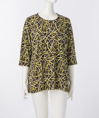 【SALE（伊勢丹）】 大きいサイズ &starf;<ル・ラージュ>丸首七分袖カットソー(7S-DRM-7-103)(クローバー) キイロ 【三越・伊勢丹/公式】