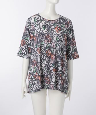 【SALE（伊勢丹）】 大きいサイズ &starf;<ル・ラージュ>丸首五分袖カットソー(7S-DRM-5-003)(クローバー) グレー 【三越・伊勢丹/公式】