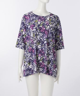 【SALE（伊勢丹）】 大きいサイズ &starf;<ル・ラージュ>丸首五分袖カットソー(7S-DRM-5-003)(クローバー) パープル 【三越・伊勢丹/公式】