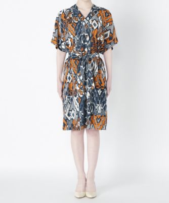 【SALE（三越）】＜メゾン ド ウーマン/MAISON DE WOMAN＞ トライバル柄ドレス(17S-D-0601-M) オレンジ 【三越・伊勢丹/公式】