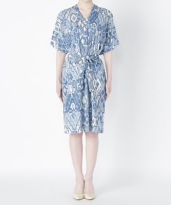 【SALE（三越）】＜メゾン ド ウーマン/MAISON DE WOMAN＞ 大きいサイズ MIQ トライバル柄ワンピース(17S-D-0601-G)(クローバー/グレース) ネイビー 【三越・伊勢丹/公式】