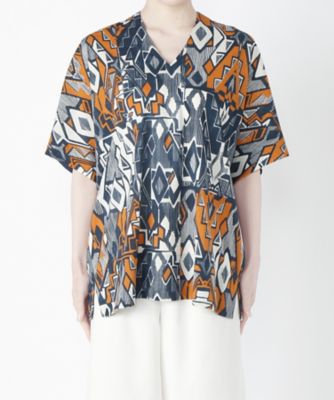 【SALE（三越）】＜メゾン ド ウーマン/MAISON DE WOMAN＞ トライバル柄チュニック(17S-S-0407-M) オレンジ 【三越・伊勢丹/公式】