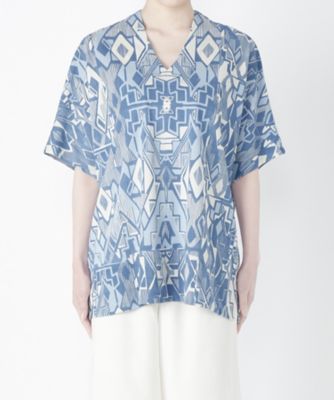 【SALE（三越）】＜メゾン ド ウーマン/MAISON DE WOMAN＞ トライバル柄チュニック(17S-S-0407-M) ブルー 【三越・伊勢丹/公式】