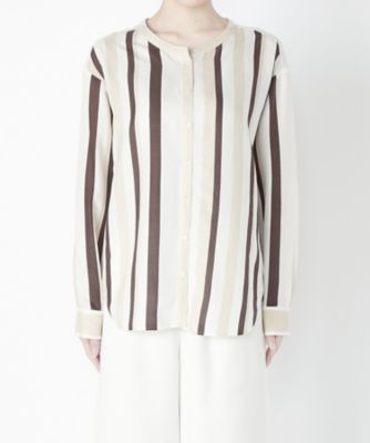 【SALE（三越）】＜メゾン ド ウーマン/MAISON DE WOMAN＞ ストライプブラウス(17S-B-0604-M) ブラウン 【三越・伊勢丹/公式】