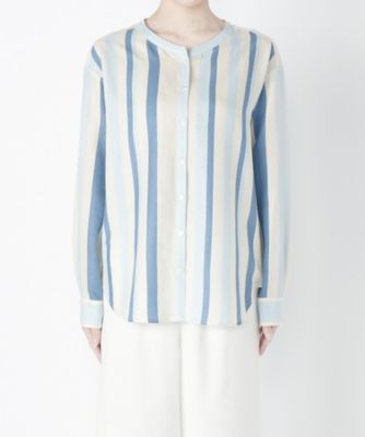 【SALE（三越）】＜メゾン ド ウーマン/MAISON DE WOMAN＞ ストライプブラウス(17S-B-0604-M) ブルー 【三越・伊勢丹/公式】