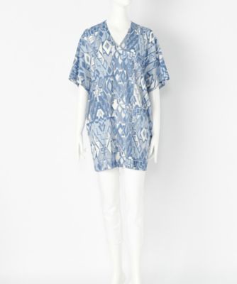 【SALE（三越）】＜メゾン ド ウーマン/MAISON DE WOMAN＞ 大きいサイズ MIQ トライバル柄チュニックワンピース(17S-B-0407B-G)(クローバー/グレース) ネイビー 【三越・伊勢丹/公式】