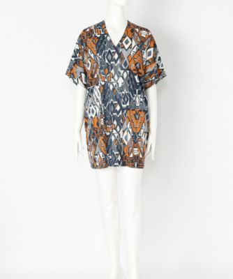 【SALE（三越）】＜メゾン ド ウーマン/MAISON DE WOMAN＞ 大きいサイズ MIQ トライバル柄チュニックワンピース(17S-B-0407B-G)(クローバー/グレース) オレンジ 【三越・伊勢丹/公式】