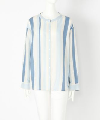 【SALE（三越）】＜メゾン ド ウーマン/MAISON DE WOMAN＞ 大きいサイズ MIQ ストライプブラウス(17S-S-0604-G)(クローバー/グレース) ブルー 【三越・伊勢丹/公式】