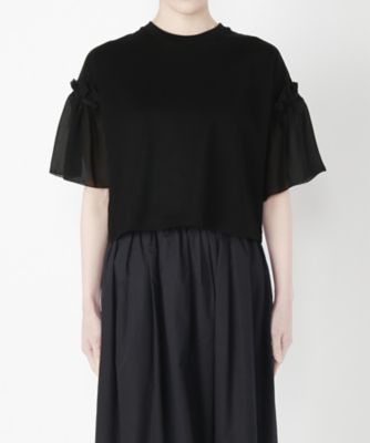 【SALE（三越）】＜NEEDLE DESIGN/ニードルデザイン＞ ギャザー袖Tシャツ(ND1710019) クロ 【三越・伊勢丹/公式】