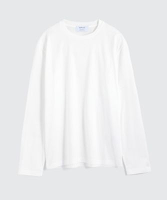 ＜BPQC/ビーピーキューシー＞ クルーネック長袖カット アンド ソーン(BP72MIF101) ホワイト 【三越・伊勢丹/公式】