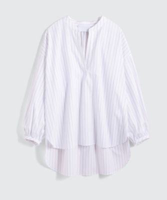 ＜BPQC/ビーピーキューシー＞ 【ミモレ掲載品】スタンドカラースキッパーシャツ ホワイトxネイビー 【三越・伊勢丹/公式】