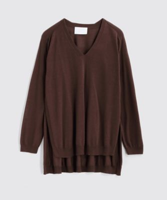 ＜BPQC/ビーピーキューシー＞ サイドスリット Vネックプルオーバー(BP72FWA010) ブラウン 【三越・伊勢丹/公式】
