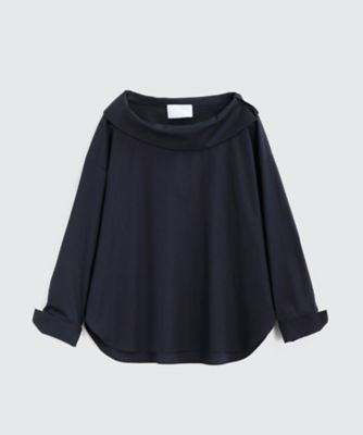 ＜BPQC/ビーピーキューシー＞ オフショルダー ストレッチ長袖ブラウス(BP72BND003) ネイビー 【三越・伊勢丹/公式】