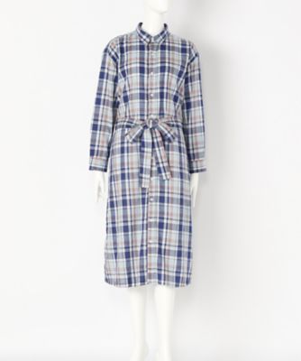 ＜レディ フォア ザ ウィークエンド/Ready for the Weekend＞ 大きいサイズ ドロップシャツワンピース(C7SMIQOP)(クローバー/クローバープラス) チェックミズイロ 【三越・伊勢丹/公式】