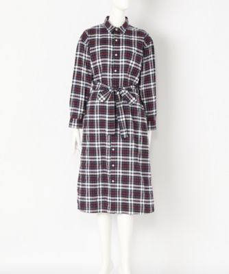 ＜レディ フォア ザ ウィークエンド/Ready for the Weekend＞ 大きいサイズ ドロップシャツワンピース(C7SMIQOP)(クローバー/クローバープラス) チェックネイビー 【三越・伊勢丹/公式】