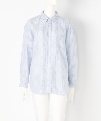 ＜レディ フォア ザ ウィークエンド/Ready for the Weekend＞ 大きいサイズ ドロップシャツ(C7SMIQSH)(クローバー/クローバープラス) ストライプ 【三越・伊勢丹/公式】