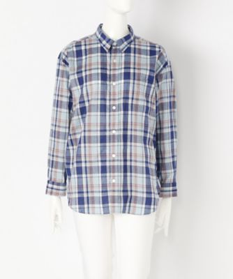 ＜レディ フォア ザ ウィークエンド/Ready for the Weekend＞ 大きいサイズ ドロップシャツ(C7SMIQSH)(クローバー/クローバープラス) チェックミズイロ 【三越・伊勢丹/公式】