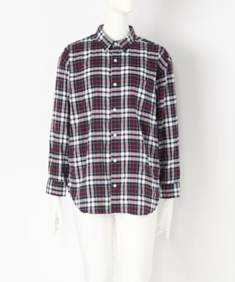 ＜レディ フォア ザ ウィークエンド/Ready for the Weekend＞ 大きいサイズ ドロップシャツ(C7SMIQSH)(クローバー/クローバープラス) チェックネイビー 【三越・伊勢丹/公式】