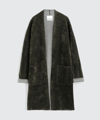 ＜BPQC/ビーピーキューシー＞ モールヤーン コーディガン(BP72FWA101) グリーンxグレー 【三越・伊勢丹/公式】