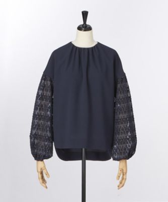 ＜LUGHA/ルーガ＞ 米沢ブラウス(CL72CT011C) ネイビーブルー 【三越・伊勢丹/公式】