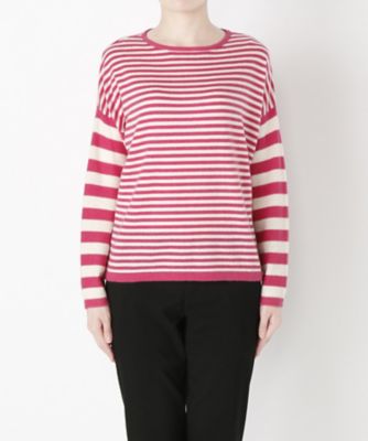 【SALE（伊勢丹）】 &starf;<カシミヤ100%>ボーダーセーター(17FW-B P01 SA-7129) オフ/ピンク 【三越・伊勢丹/公式】