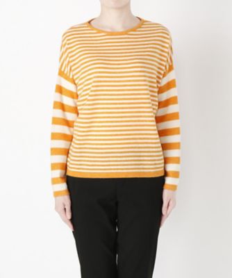 【SALE（伊勢丹）】 &starf;<カシミヤ100%>ボーダーセーター(17FW-B P01 SA-7129) オフ/オレンジ 【三越・伊勢丹/公式】