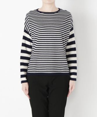 【SALE（伊勢丹）】 &starf;<カシミヤ100%>ボーダーセーター(17FW-B P01 SA-7129) オフ/ネービー 【三越・伊勢丹/公式】