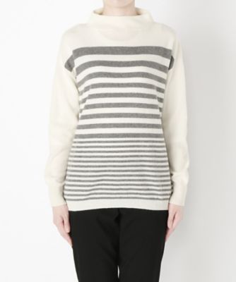 【SALE（伊勢丹）】 &starf;<カシミヤ100%>太ボーダーセーター(17FW-B P02 SA-7130) オフ/グレー 【三越・伊勢丹/公式】