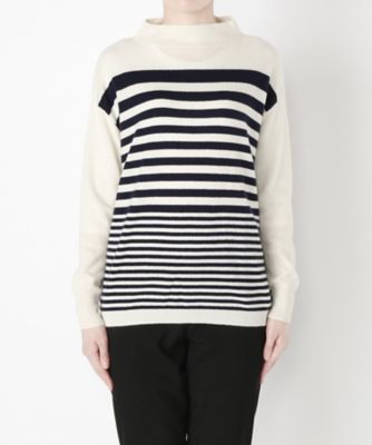 【SALE（伊勢丹）】 &starf;<カシミヤ100%>太ボーダーセーター(17FW-B P02 SA-7130) オフ/ネービー 【三越・伊勢丹/公式】