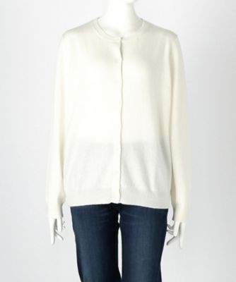 【SALE（伊勢丹）】 大きいサイズ &starf;<カシミヤ100%>丸首カーディガン(17FW-RCD L SA-5168)(クローバー) シロ 【三越・伊勢丹/公式】