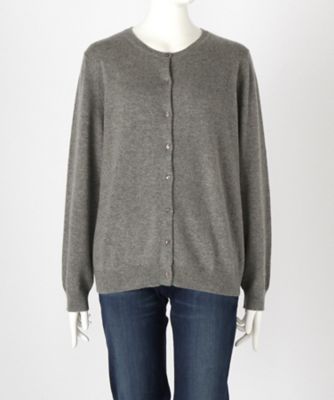 【SALE（伊勢丹）】 大きいサイズ &starf;<カシミヤ100%>丸首カーディガン(17FW-RCD L SA-5168)(クローバー) グレー 【三越・伊勢丹/公式】
