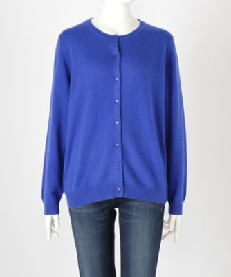【SALE（伊勢丹）】 大きいサイズ &starf;<カシミヤ100%>丸首カーディガン(17FW-RCD L SA-5168)(クローバー) アオ 【三越・伊勢丹/公式】