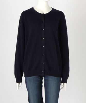 【SALE（伊勢丹）】 大きいサイズ &starf;<カシミヤ100%>丸首カーディガン(17FW-RCD L SA-5168)(クローバー) ネービーブルー 【三越・伊勢丹/公式】