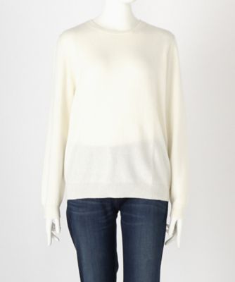 【SALE（伊勢丹）】 大きいサイズ &starf;<カシミヤ100%>丸首セーター(17FW-RPO L SA-5172)(クローバー) シロ 【三越・伊勢丹/公式】