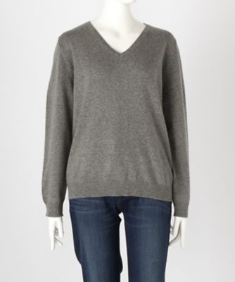 【SALE（伊勢丹）】 大きいサイズ &starf;<カシミヤ100%>Vネックセーター(17FW-VPO L SA-5171)(クローバー) グレー 【三越・伊勢丹/公式】