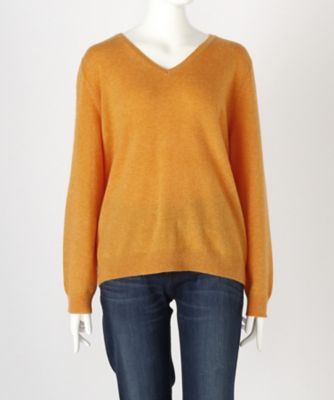 【SALE（伊勢丹）】 大きいサイズ &starf;<カシミヤ100%>Vネックセーター(17FW-VPO L SA-5171)(クローバー) オレンジ 【三越・伊勢丹/公式】