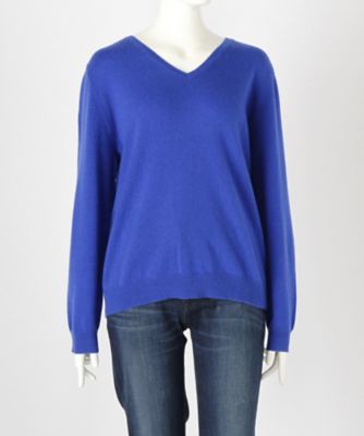 【SALE（伊勢丹）】 大きいサイズ &starf;<カシミヤ100%>Vネックセーター(17FW-VPO L SA-5171)(クローバー) アオ 【三越・伊勢丹/公式】
