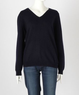【SALE（伊勢丹）】 大きいサイズ &starf;<カシミヤ100%>Vネックセーター(17FW-VPO L SA-5171)(クローバー) ネービーブルー 【三越・伊勢丹/公式】