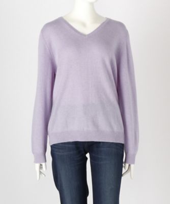 【SALE（伊勢丹）】 大きいサイズ &starf;<カシミヤ100%>Vネックセーター(17FW-VPO L SA-5171)(クローバー) ラベンダー 【三越・伊勢丹/公式】