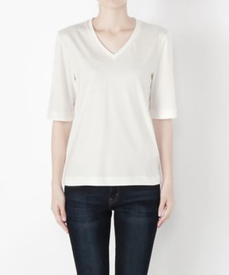 ＜Clothing＞ Vネック5分袖カット アンド ソ-ン CL72CS005C シロ 【三越・伊勢丹/公式】
