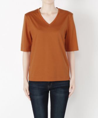 ＜Clothing＞ Vネック5分袖カット アンド ソ-ン CL72CS005C テラコッタ 【三越・伊勢丹/公式】