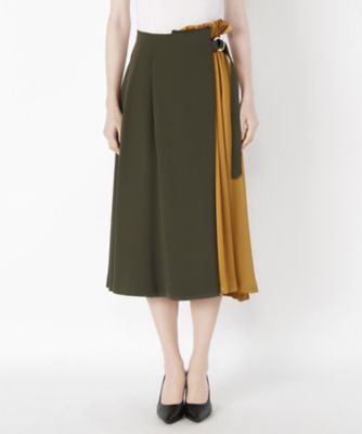 ＜Clothing＞ 配色フレアスカート(CL72SK007C) カーキマスタード 【三越・伊勢丹/公式】
